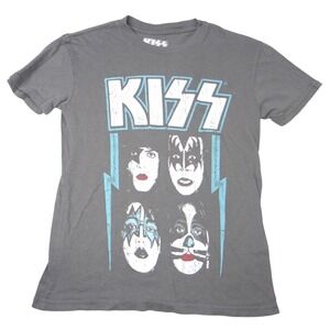 KISS Band Rock T Shirt Charcoal Gray Graphic Print XS
